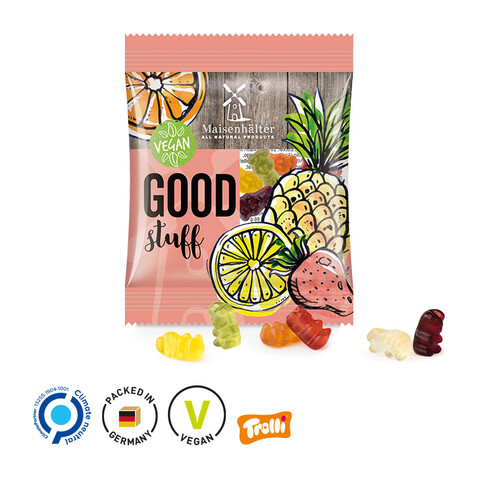 Minitüte,12 g, Folie transparent, Trolli Vegane Gummibärchen, 14% Fruchtsaft bedrucken, Art.-Nr. 1021.00093_12