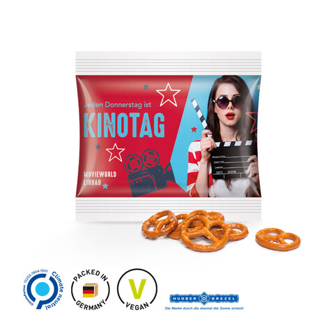 Snack Miditüte, 10 g, Folie weiß, Mini Brezel bedrucken, Art.-Nr. 1025.00029