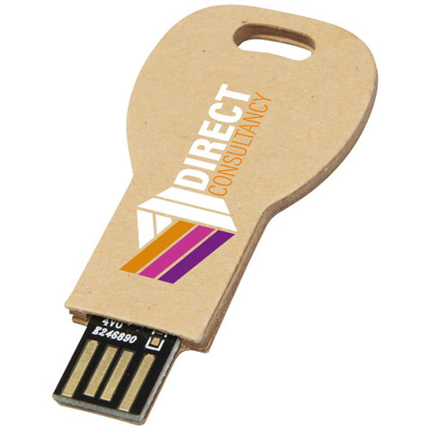 Schlüssel USB-Stick 2.0 aus recyceltem Papier, Kraftpapier, 1GB bedrucken, Art.-Nr. 1Z50006D
