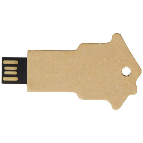 Haus USB-Stick 2.0 aus recyceltem Papier, Kraftpapier, 1GB bedrucken, Art.-Nr. 1Z50106D