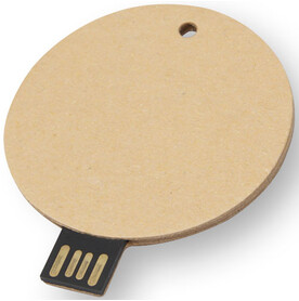 USB-Stick 2.0 rund aus recyceltem Papier, Kraftpapier, 1GB bedrucken, Art.-Nr. 1Z50206D