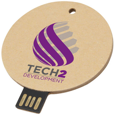 USB-Stick 2.0 rund aus recyceltem Papier, Kraftpapier, 1GB bedrucken, Art.-Nr. 1Z50206D