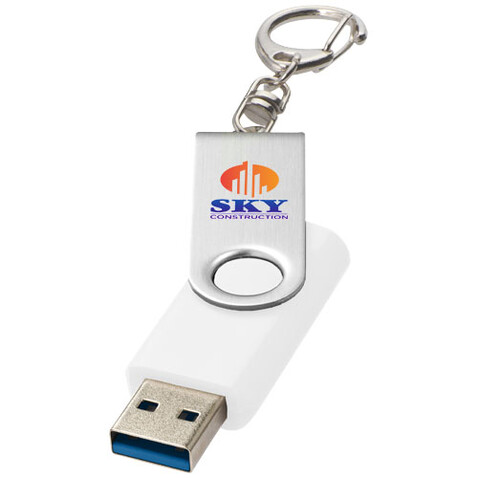 Rotate USB-Stick 3.0 mit Schlüsselanhänger, weiss, 16GB bedrucken, Art.-Nr. 1Z50701K