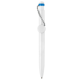 Kugelschreiber PIN PEN–weiss/himmel-blau bedrucken, Art.-Nr. 00060_0101_1301