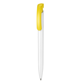 Kugelschreiber CLEAR–weiss/zitronen-gelb bedrucken, Art.-Nr. 02000_0101_0200