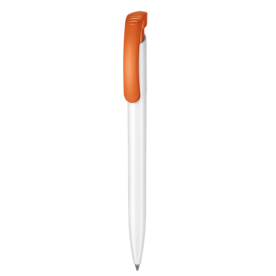 Kugelschreiber CLEAR–weiss/orange bedrucken, Art.-Nr. 02000_0101_0501