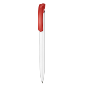 Kugelschreiber CLEAR–weiss/signal-rot bedrucken, Art.-Nr. 02000_0101_0601