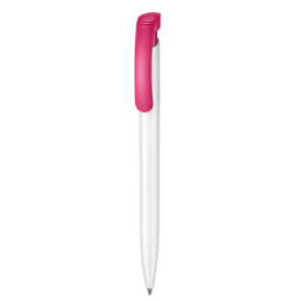 Kugelschreiber CLEAR–weiss/fuchsia-pink bedrucken, Art.-Nr. 02000_0101_0800