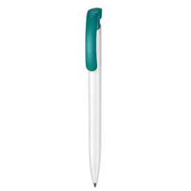 Kugelschreiber CLEAR–weiss/petrol-türkis bedrucken, Art.-Nr. 02000_0101_1101