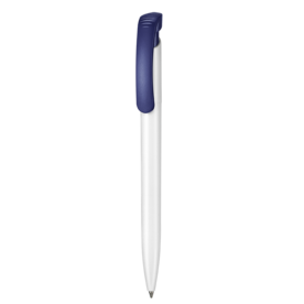 Kugelschreiber CLEAR–weiss/azur-blau bedrucken, Art.-Nr. 02000_0101_1300