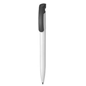 Kugelschreiber CLEAR–weiss/schwarz bedrucken, Art.-Nr. 02000_0101_1500