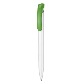 Kugelschreiber CLEAR–weiss/Apfel-grün bedrucken, Art.-Nr. 02000_0101_4076