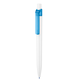 Kugelschreiber INSIDER ST–weiss/caribic-blau TR/FR bedrucken, Art.-Nr. 02310_0101_4110