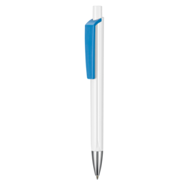 Kugelschreiber TRI-STAR–weiss/himmel-blau bedrucken, Art.-Nr. 03530_0101_1301