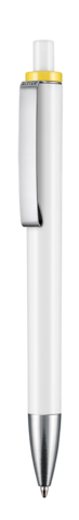 Kugelschreiber EXOS–weiss/zitronen-gelb bedrucken, Art.-Nr. 07600_0101_0200