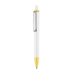 Kugelschreiber EXOS P–weiss/zitronen-gelb bedrucken, Art.-Nr. 07610_0101_0200