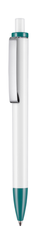Kugelschreiber EXOS P–weiss/petrol-türkis bedrucken, Art.-Nr. 07610_0101_1101
