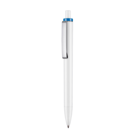 Kugelschreiber EXOS P–weiss/himmel-blau bedrucken, Art.-Nr. 07610_0101_1301