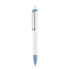 Kugelschreiber EXOS P–weiss/taubenblau bedrucken, Art.-Nr. 07610_0101_1369