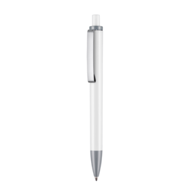 Kugelschreiber EXOS P–weiss/stein-grau bedrucken, Art.-Nr. 07610_0101_1400