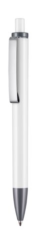 Kugelschreiber EXOS P–weiss/dunkel grau bedrucken, Art.-Nr. 07610_0101_1407