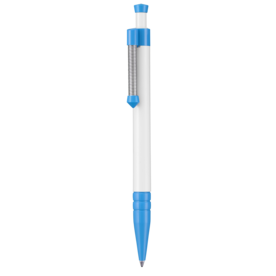 Kugelschreiber SPRING–weiss/himmel-blau bedrucken, Art.-Nr. 08032_0101_1301