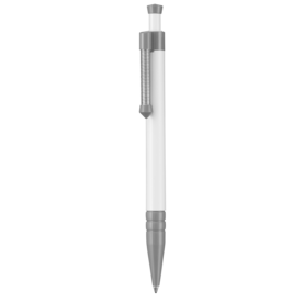 Kugelschreiber SPRING–weiss/stein-grau bedrucken, Art.-Nr. 08032_0101_1400