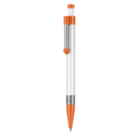 Kugelschreiber SPRING SP–weiss/orange bedrucken, Art.-Nr. 08036_0101_0501