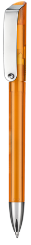 Kugelschreiber GLOSSY TRANSPARENT–flamingo-orange TR/FR bedrucken, Art.-Nr. 10086_3521