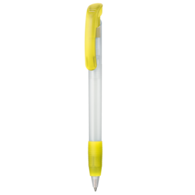 Kugelschreiber SOFT CLEAR FROZEN–frost-weiss TR/FR/ananas-gelb TR/FR bedrucken, Art.-Nr. 12100_3100_3210