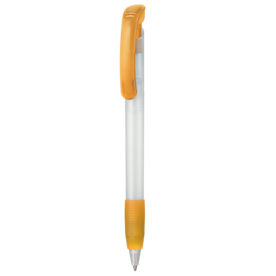 Kugelschreiber SOFT CLEAR FROZEN–frost-weiss TR/FR/mango-gelb TR/FR bedrucken, Art.-Nr. 12100_3100_3505