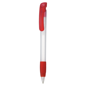 Kugelschreiber SOFT CLEAR FROZEN–frost-weiss TR/FR/kirsch-rot TR/FR bedrucken, Art.-Nr. 12100_3100_3634