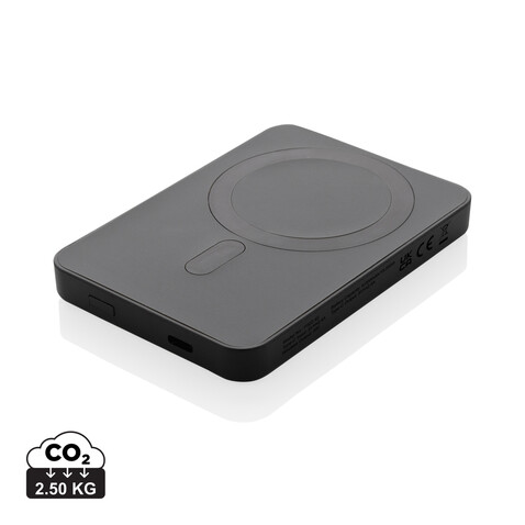 Magnetix 5.000mAh magnetische Powerbank aus RCS recycel. ABS schwarz bedrucken, Art.-Nr. P322.401