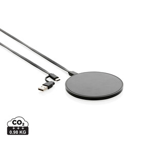 10W Wireless Charger aus RCS Standard recyceltem Kunststoff schwarz bedrucken, Art.-Nr. P308.661 10W Wireless Charger aus RCS Standard recyceltem Kunststoff schwarz bedrucken, Art.-Nr. P308.661
