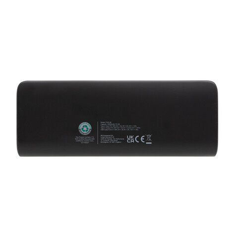 FlashCharge 20.000mAh Fast-Charge Powerbank aus RCS rPlastik schwarz bedrucken, Art.-Nr. P322.481