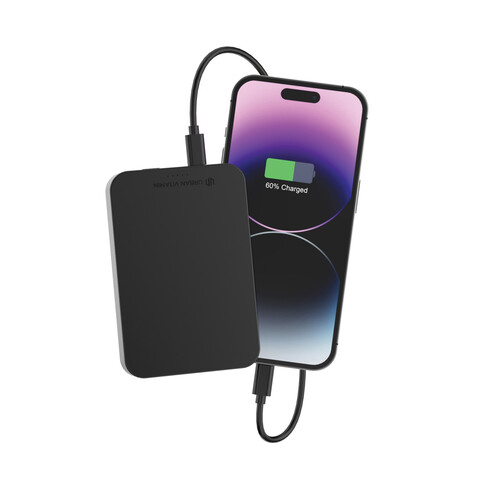 Urban Vitamin Compton 10000mAh Powerbank aus RCS Plastik/Alu schwarz bedrucken, Art.-Nr. P322.841