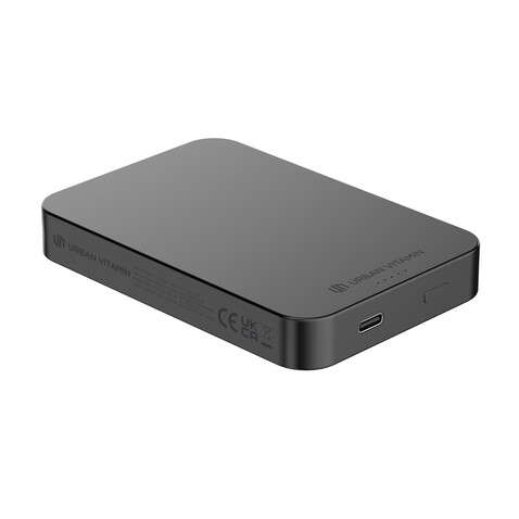 Urban Vitamin Compton 10000mAh Powerbank aus RCS Plastik/Alu schwarz bedrucken, Art.-Nr. P322.841