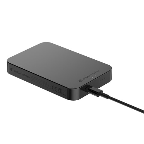 Urban Vitamin Compton 10000mAh Powerbank aus RCS Plastik/Alu schwarz bedrucken, Art.-Nr. P322.841