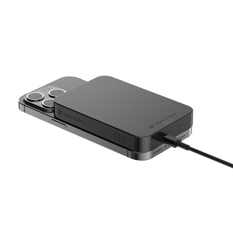 Urban Vitamin Compton 10000mAh Powerbank aus RCS Plastik/Alu schwarz bedrucken, Art.-Nr. P322.841