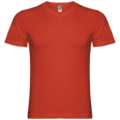 Samoyedo T-Shirt mit V-Ausschnitt für Herren, rot bedrucken, Art.-Nr. R65034I4 Samoyedo T-Shirt mit V-Ausschnitt für Herren, rot bedrucken, Art.-Nr. R65034I4
