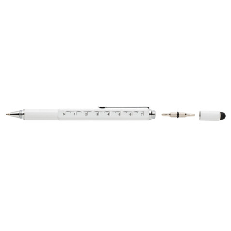 5-in-1 Aluminium Tool-Stift weiß bedrucken, Art.-Nr. P221.553