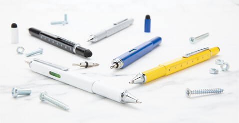5-in-1 Aluminium Tool-Stift weiß bedrucken, Art.-Nr. P221.553