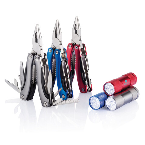 Multitool und Taschenlampen Set blau bedrucken, Art.-Nr. P238.085