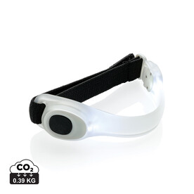 Sicherheitsband mit LED weiß, schwarz bedrucken, Art.-Nr. P239.433 Sicherheitsband mit LED weiß, schwarz bedrucken, Art.-Nr. P239.433