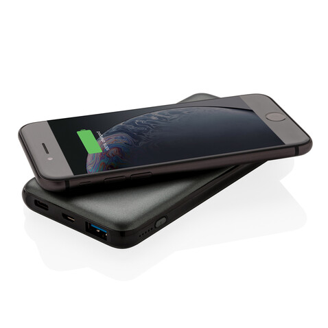 10.000 mAh FastCharging 10W Wireless Powerbank mit PD grau bedrucken, Art.-Nr. P322.142