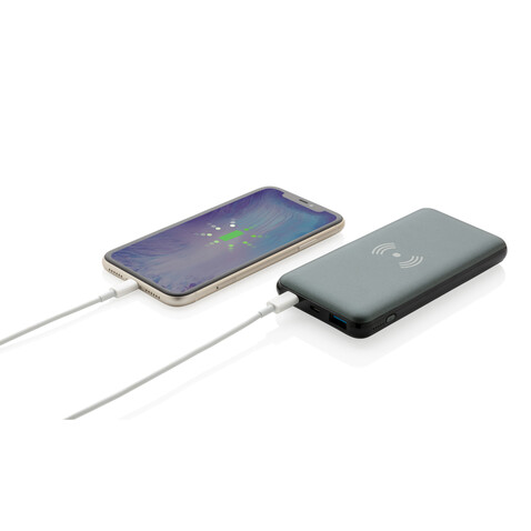 10.000 mAh FastCharging 10W Wireless Powerbank mit PD grau bedrucken, Art.-Nr. P322.142
