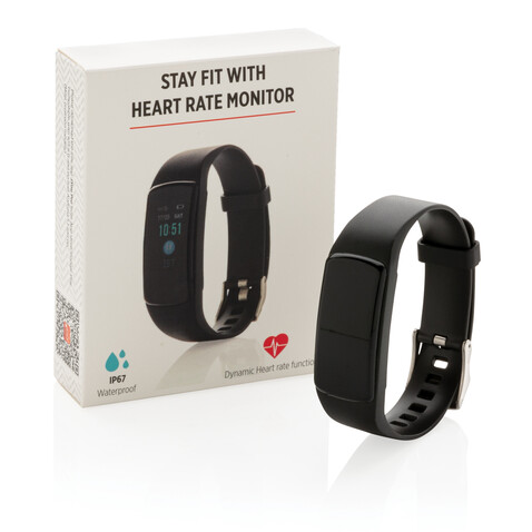 Stay Fit Activity-Tracker mit Herzfrequenzmessung schwarz bedrucken, Art.-Nr. P330.741