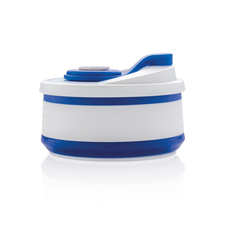 faltbarer Silikon-Becher blau bedrucken, Art.-Nr. P432.605