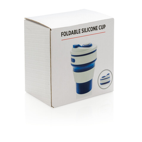 faltbarer Silikon-Becher blau bedrucken, Art.-Nr. P432.605