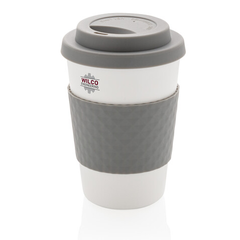 Wiederverwendbarer Kaffeebecher 270ml grau bedrucken, Art.-Nr. P432.672